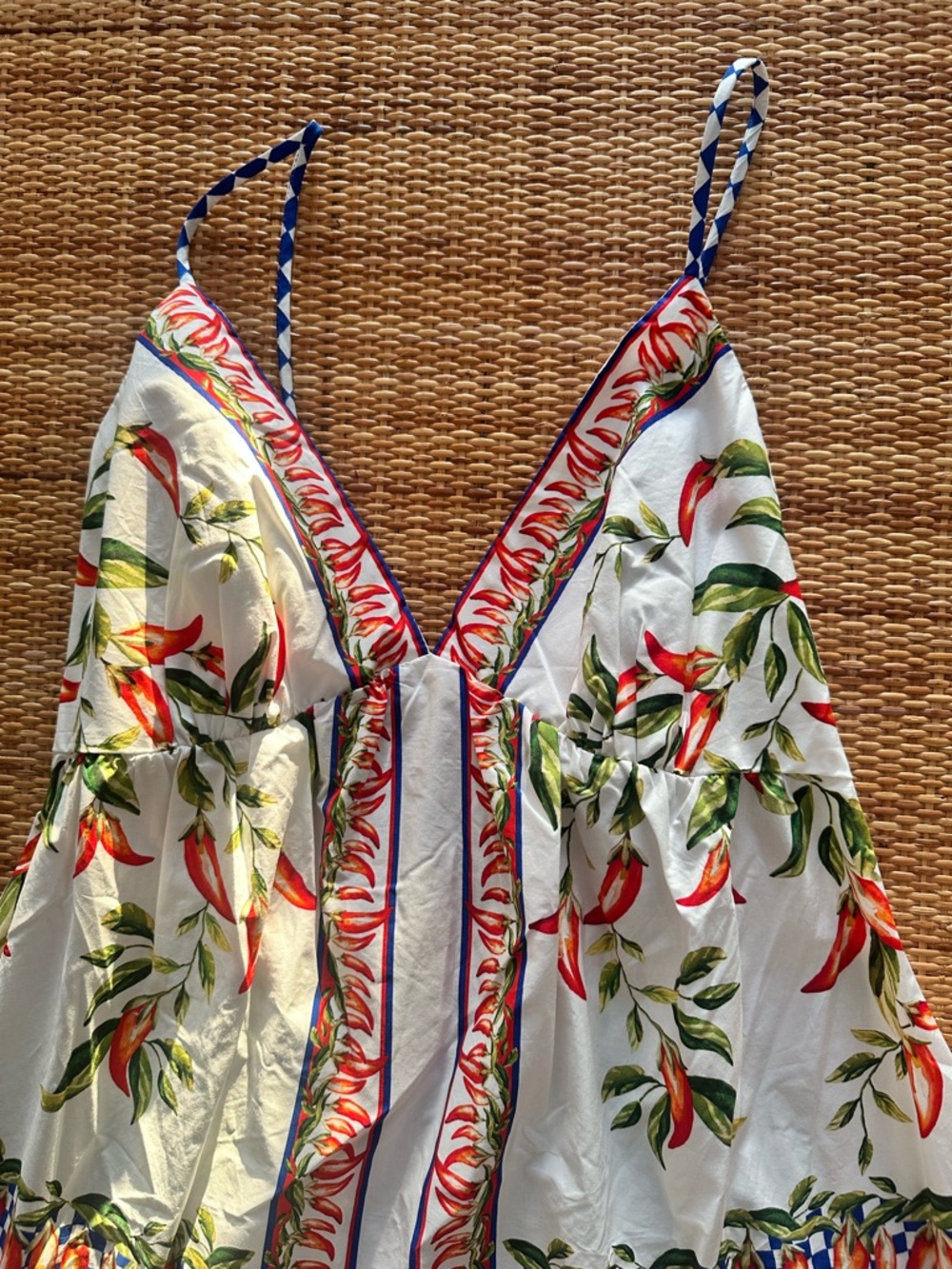 FARM Rio White Picnic Peppers Mini Dress Size Small - Picture 3 of 10